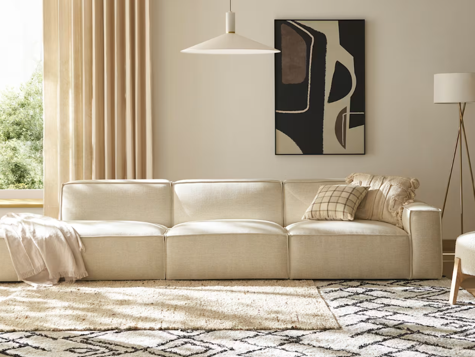 Jonathan Armless Sofa, (Performance Twill) Creamy White