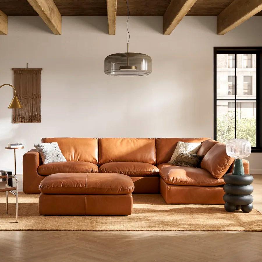 Dawson Leather Large Ottoman