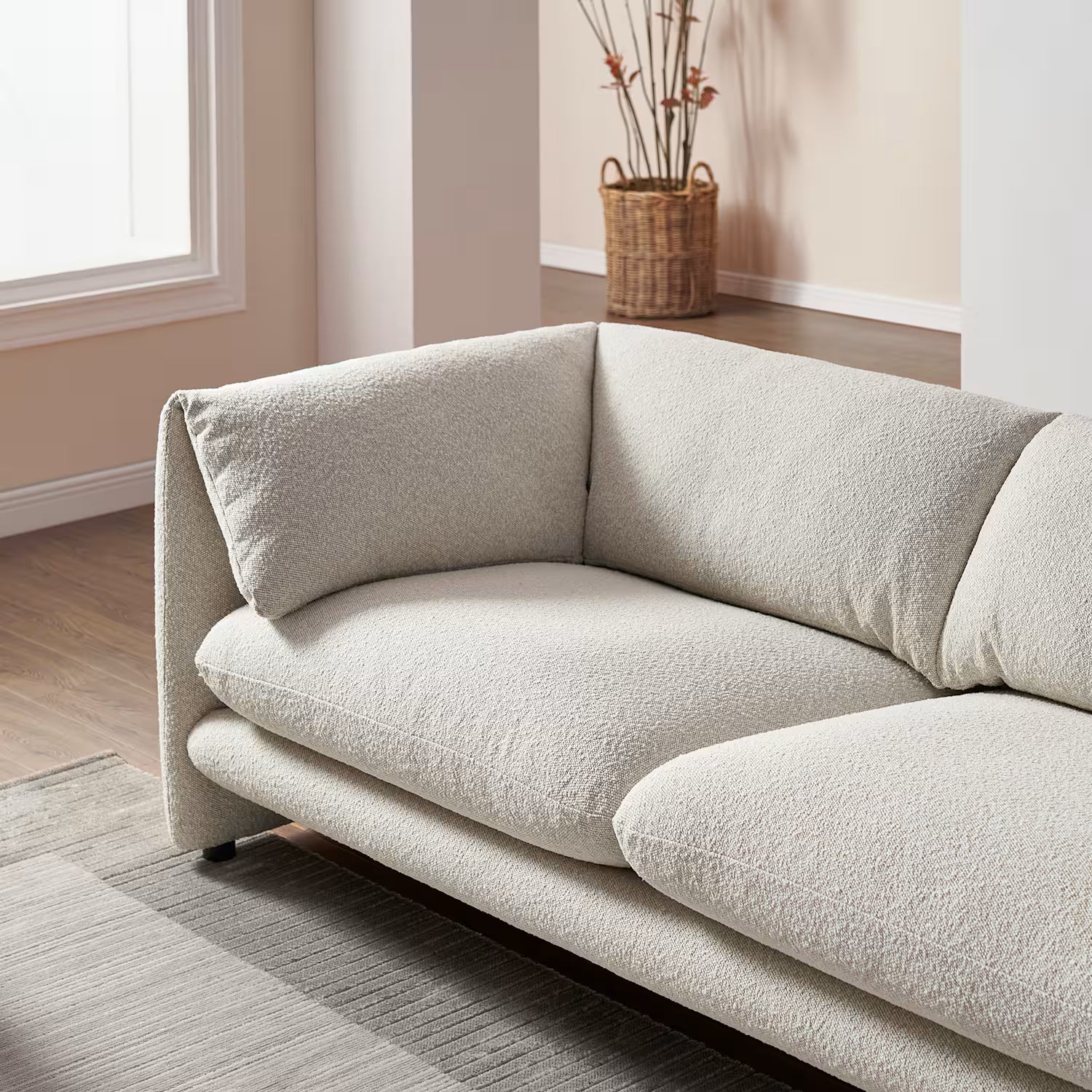 Lucas Performance Bouclé Sofa (Performance White Quartz)
