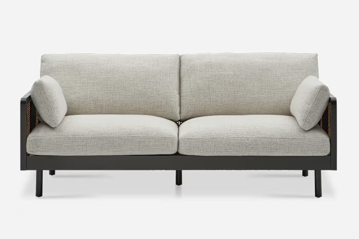 Lucia Cane Sofa, Black, 3 Seats