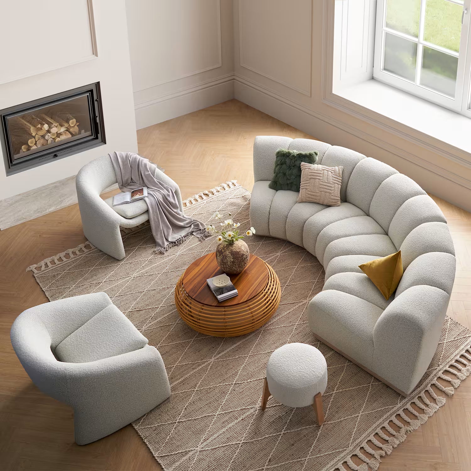 Marlow Performance Bouclé Wedge Sofa( White Quartz)