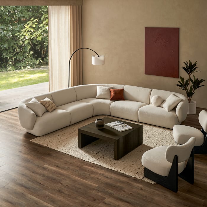 Auburn Left Arm Sofa, Performance Chalk Boucle