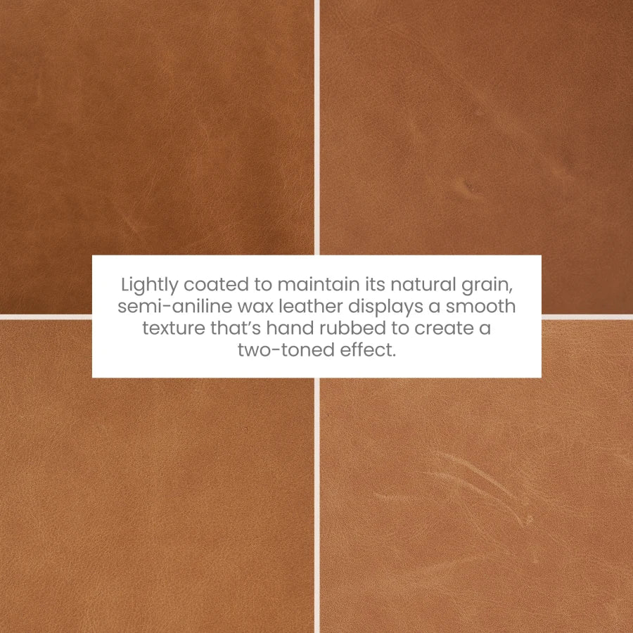 Dawson Leather Large Ottoman, (Orion) Cocoa