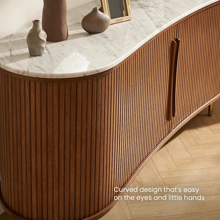 Harper Marble TV Console, Chestnut