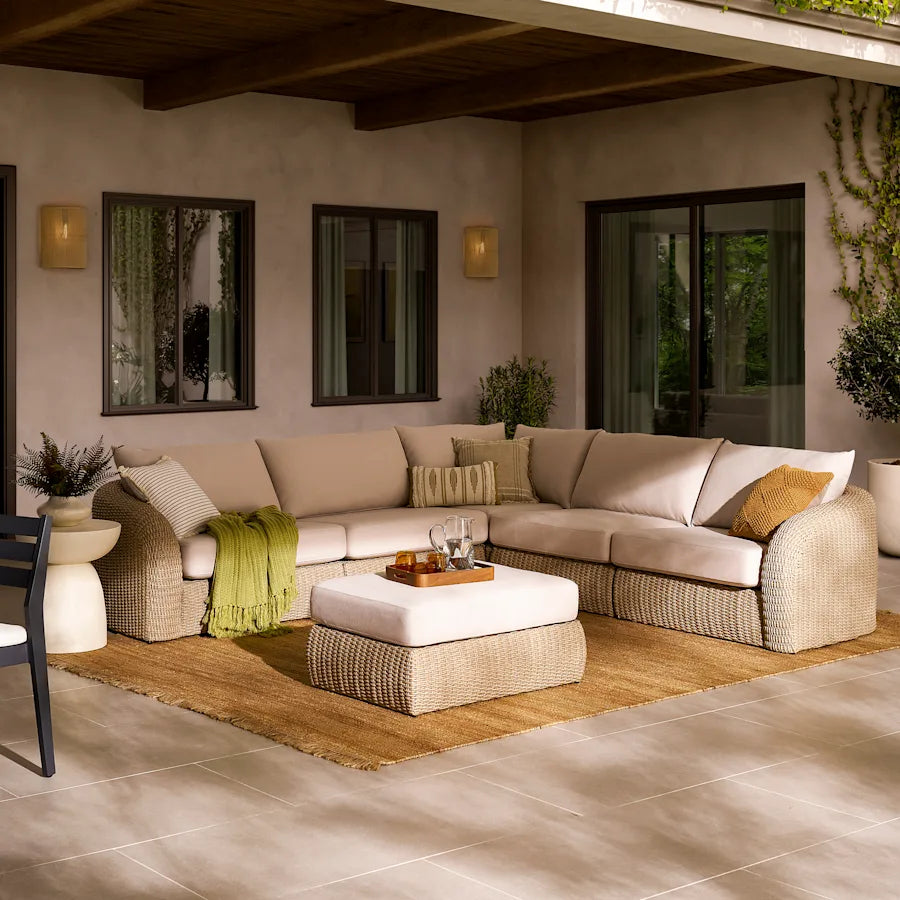 Lorna Outdoor Right Facing 1 Seater Sofa, (Ciel) Oat
