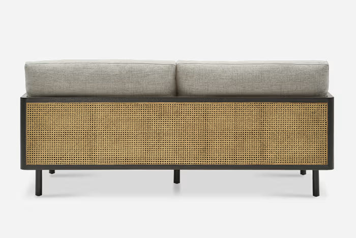 Lucia Cane Sofa, Black, 3 Seats