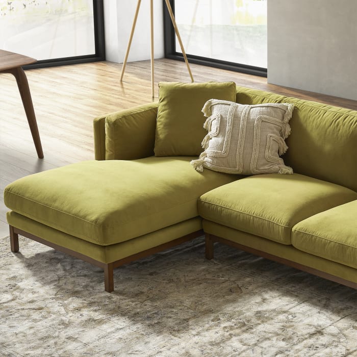 Owen Chaise Sectional Sofa Left Hand Facing Seat, (Velluto) Olive Gold Velvet