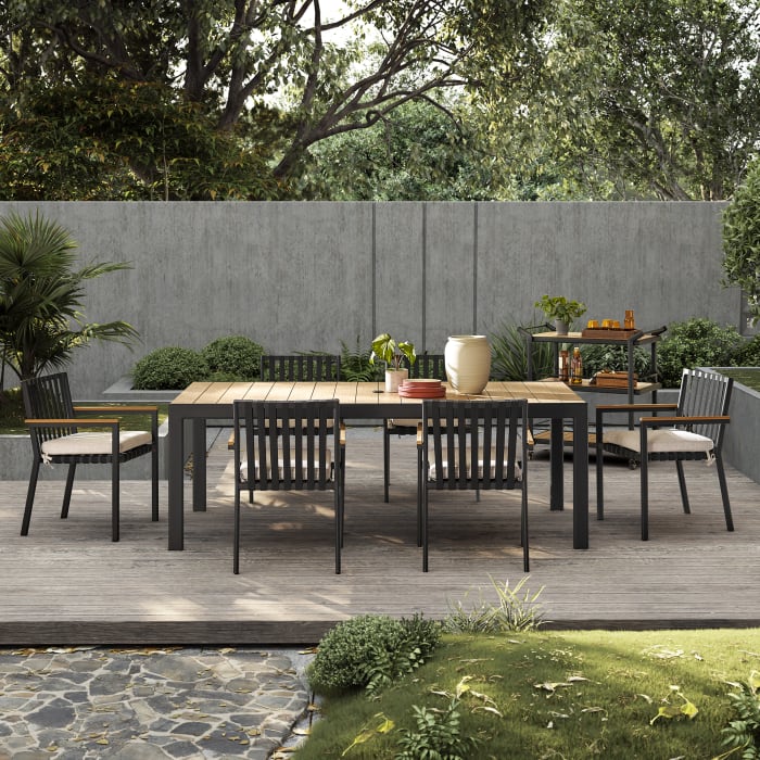Sorrento Outdoor Dining Table 85", Shaped Tube