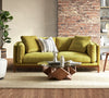 Owen 3 Seater Sofa Olive Gold with Walnut Legs