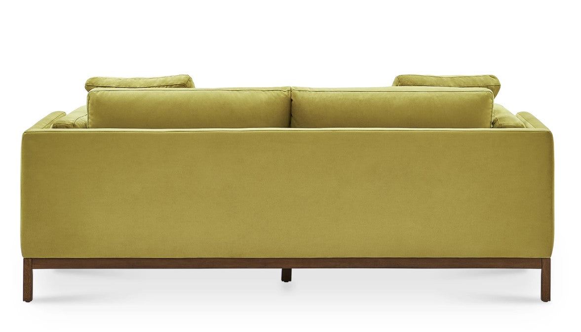 Owen 3 Seater Sofa Olive Gold with Walnut Legs